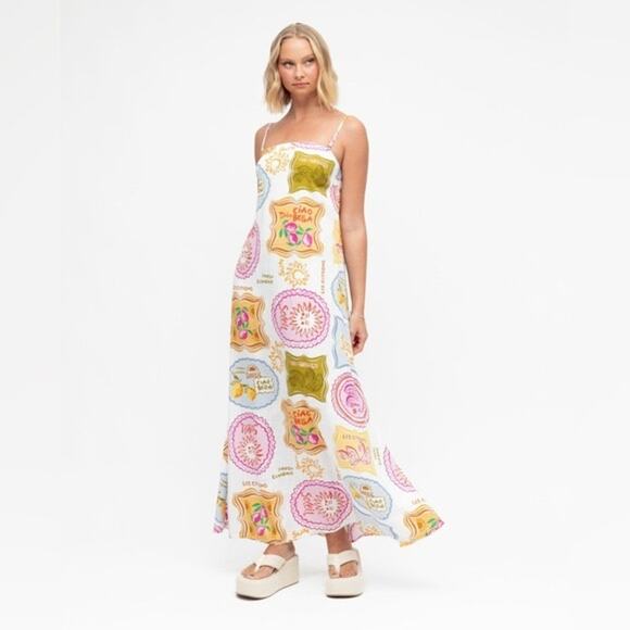 Label of Love Floral Stamp Linen Blend Dress Size Small - Picture 1 of 6